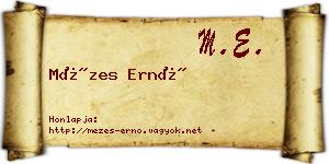 Mézes Ernő névjegykártya